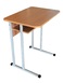 Стіл учнівський одномісний з полицею (квадратна труба) без регулювання висоти, стільниця заокруглена0