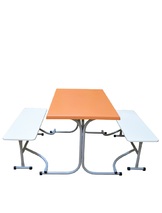 Стіл для їдальні з розкладними лавами стільниця WERZALIT