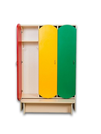 Шафа для дитячого одягу (тримісна з лавою)