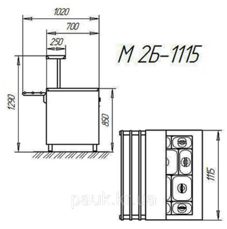 Мармит М 2Б-1115, мармит для подогрева вторых блюд, линия самообслуживания с паровым подогревом